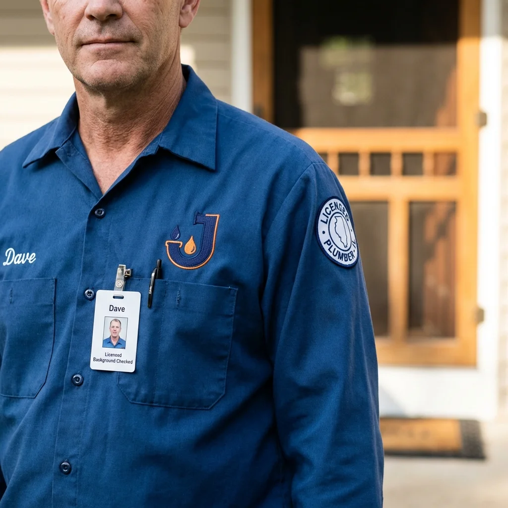 Licensed plumber showing ID badge in Beatty, NV