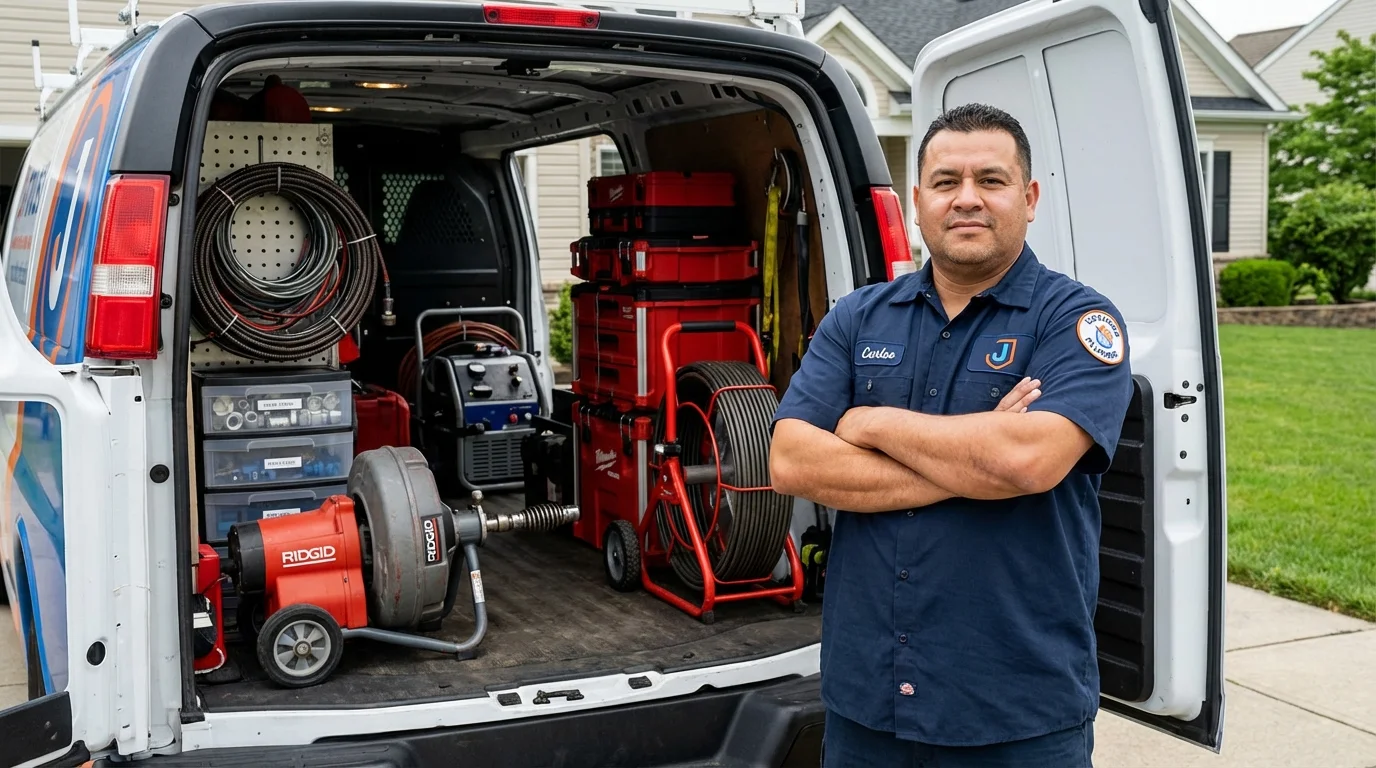 Professional drain cleaning equipment and Johns Plumbing LLC plumber in Beatty
