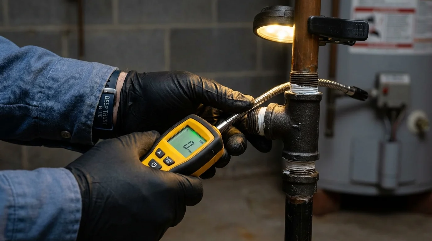 Gas leak detection with electronic sniffer by Johns Plumbing LLC in Beatty