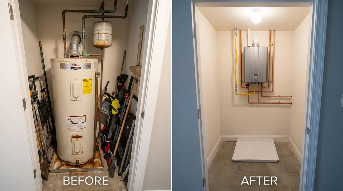 Tank water heater versus wall-mounted tankless unit comparison for Beatty, NV homeowners