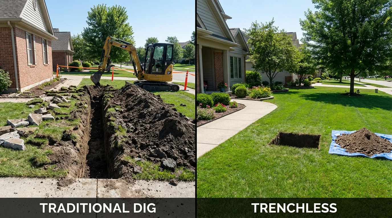 Trenchless sewer repair with minimal yard damage versus traditional excavation in Beatty, NV
